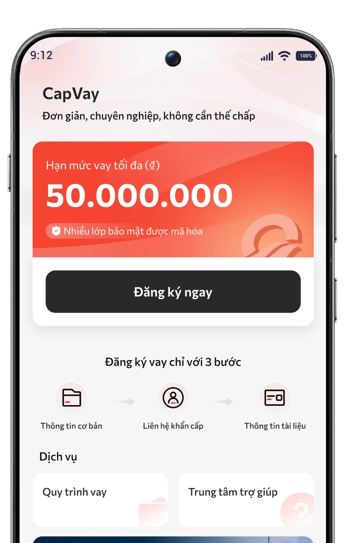 Giao diện đăng ký khoản vay